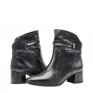 NEW AGA women's maria tall leather booties in black